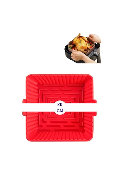 Onikiden Yanmaz Yapışmaz Airfryer Silikon Kare Pişirme Kabı Sl101 - Hava Fritözlerle Uyumlu 20x20cm 001