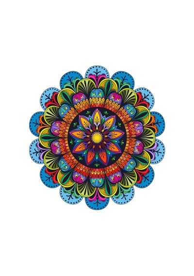Yuvarlak Etnik Desenli Duck Kumaş Masa Örtüsü 150x150 Cm Çok Renkli