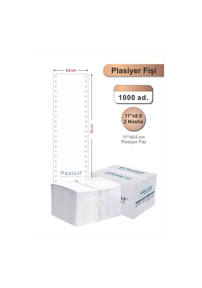 11x8,8 Plasiyer Fişi 2 Nüsha 1000 Adet, Beyaz Otokopili Sürekli Form 11''x8,8 Cm