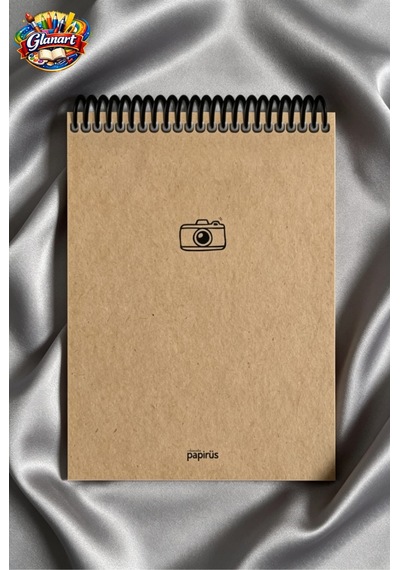Üstten Spiralli 100 Yaprak Çizgili Orta Boy Sert Kapak Bloknot Defter Kraft Kağıt 16x23 Cm