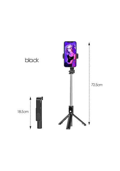 Masa Tripodu Selfi Çubuk Telofon İçin Portatif Taşınabilir Kumandalı 75 Cm