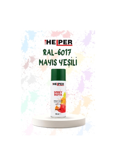 Helper Ral 6017 Mayıs Yeşili Akrilik Sprey Boya 400 Ml Siyah