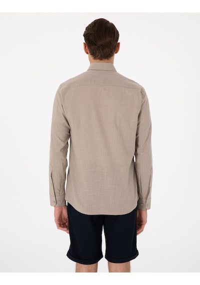 Pierre Cardin Erkek Vizon Gömlek Desenli 50307025-vr052 Vizon