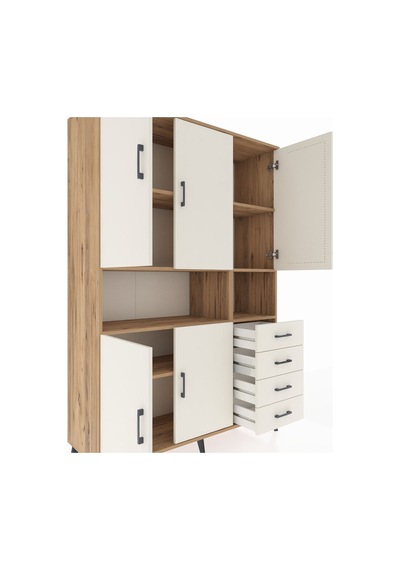 Hyperion Dolap 7 Raflı 4 Çekmeceli 5 Kapaklı 132x44x195 Çam-a... Çam