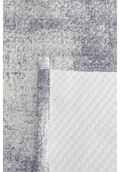 Mavi Gri Modern Genç Odası Tek Kişilik Pike Takımı - Mermer Dokulu 160x220 Cm Kapitone Yatak Örtüsü Kırçıllı Halı Serabı
