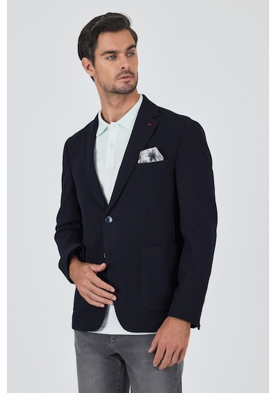 İmza Koyu Lacivert Mono Yaka Düz 2 Düğme Casual Esnek Slim Fit Ceket 1002250123 Koyu Lacivert
