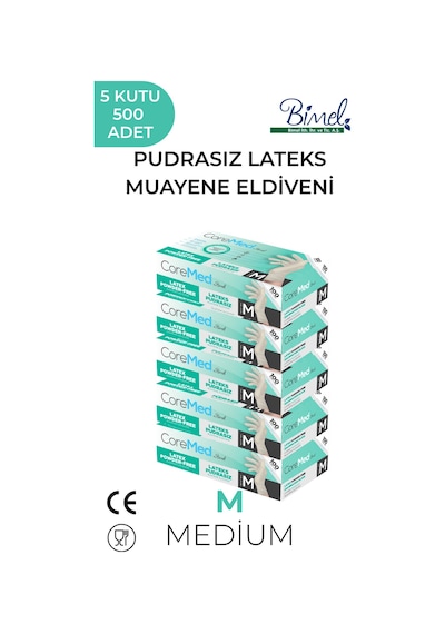 Lateks Pudrasız Muayene Eldiveni M-5 Paket 100'lü