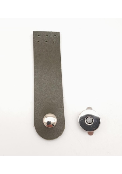 Angel Çanta Aksesuar Haki Renk Tek Kat Suni Deri Kapak 10.5x2.5 cm Gümüş Metal