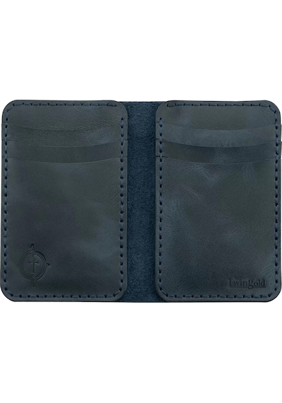 Twingold İsme Özel Dikey Mini Cüzdan - %100 Rainbow Deri - A010005 - Lacivert Lacivert
