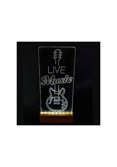 Live Music Gitar Led Işıklı Pleksi Kişiye Özel Gece Lambası Beyaz - 738341504 Beyaz