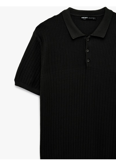 Koton Regular Fit Dokulu Pamuklu Düğmeli Polo Yaka Kısa Kollu Triko Tişört Gri 6sam70015ht