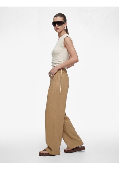Koton Modal Kumaş Beli Lastikli Cepli Düz Geniş Paça Baggy Pantolon Khakı 6sak40161ew Haki