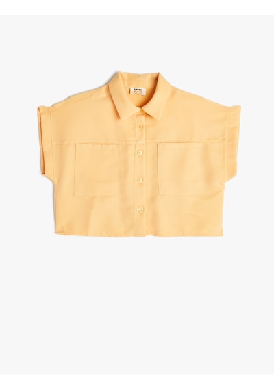 Koton Crop Gömlek Kısa Kollu Cep Detaylı Modal Kumaş Turuncu 4skg60017aw Turuncu