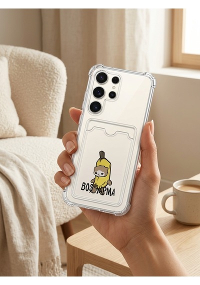 Hepsi Samsung Uyumlu S25 Fe Boş Yapma Muz Detaylı Kart Bölmeli Şeffaf Telefon Kılıfı Najmaddin Çok Renkli