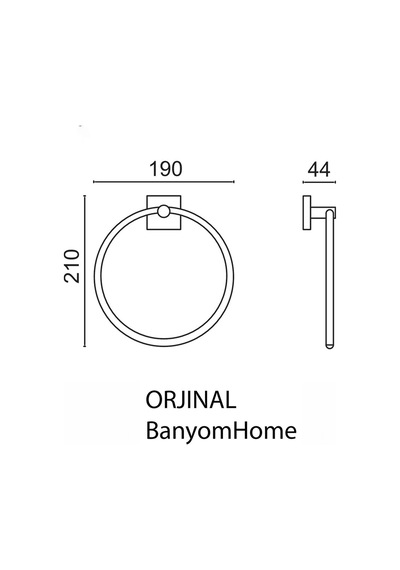 Çelik Banyo Paslanmaz Pirinç Vizyon Yuvarlak Havluluk Mat Siyah Siyah