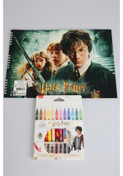 Maped X Dekomus Lisanslı Harry Potter 12'li Keçeli Kalem Ve Büyük Boy Resim Defteri Seti Magic School Collection Altın