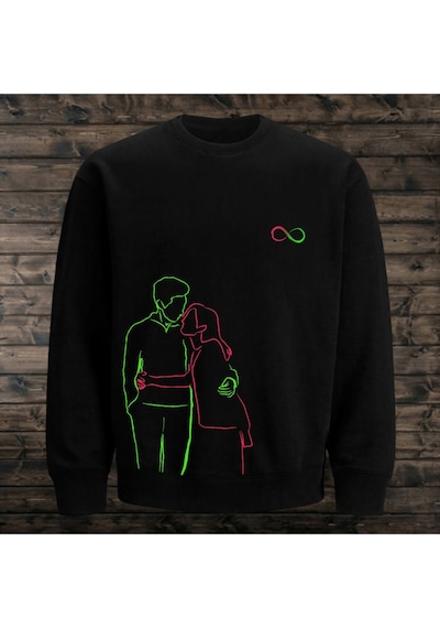Designer Sevgiler Günü Sweatshirt Çift Kombini Hoodie Love Kombinleri,sevgili Sonsuzluk Kazak SIYAH