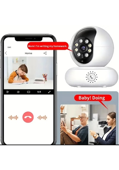 Qasul 1080p Çift Wifi 2.4/5 Ghz Ip Kamera Hareket Izleme Sesli