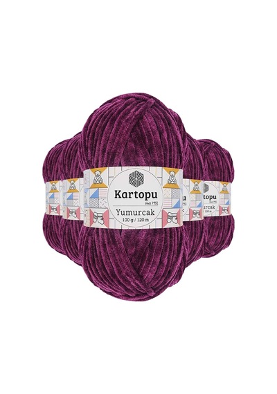 Kartopu 5 Adet Yumurcak Kadife El Örgü Ipi Mürdüm K726 769858799663