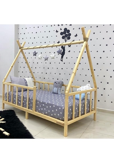 Markaawm Montessori Yatak Doğal Çam Ağacı Kızılderili 80x180 Genel