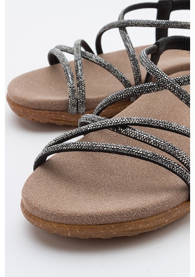 Luvishoes Ever Siyah Taşlı Kadın Sandalet Siyah