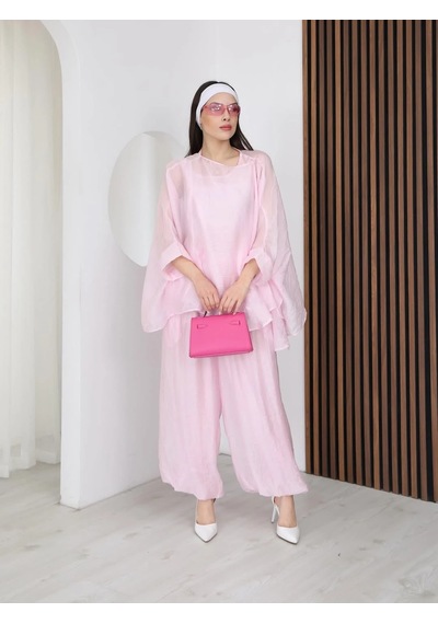 Nazzain Oversize Tül Gömlek Pembe