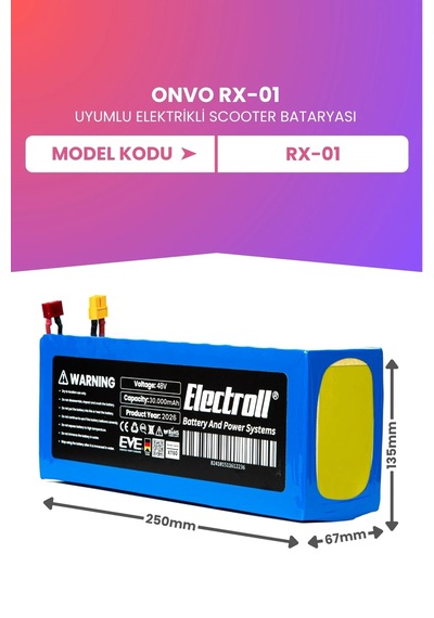 Onvo Rx-01 Uyumlu Batarya Maksimum Kapasite 48v 30.000mah Elektrikli Scooter Bataryası Çok Renkli