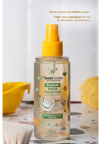 Organik Vegan Bebek Masaj Yağı Hassas Ciltler İçin Doğal Bakım 150 Ml
