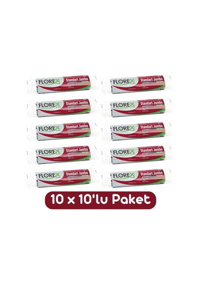 Florex Standart Jumbo Boy Çöp Torbası 80x110 Cm 10'lu Rulo Siyah 10 Rulo (100 Adet)