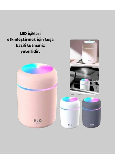 Hubrendy Tekno Taşınabilir Usb Mini Nemlendirici Led Aydınlatmalı, Çift Püskürtme Modu