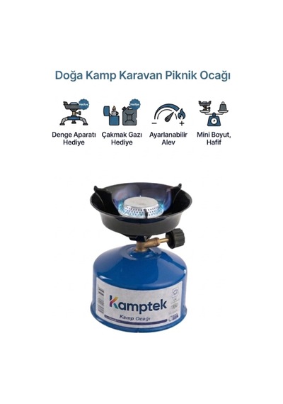 Kamp Doğa Ocağı Set Kolay Taşınabilir Denge Aparatlı Çakmak Gazı Hediyeli Çok Renkli