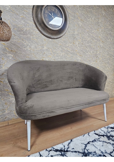 Zafir İkili Teddy Beyaz Boyalı Sivriltme Ayak Çay Seti Koltuk İkili Berjer , Balkon, Salon, Ofis Kahverengi