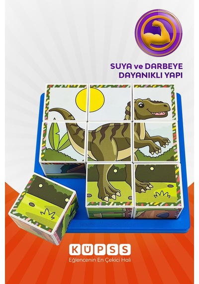 Küpss Dinozorlar 3d Küp Puzzle, Seri 2, 9 Küp 6 Dinazor Yapboz