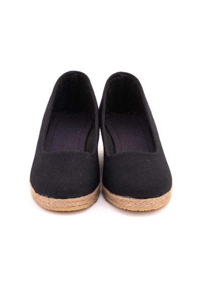 Star Tombis Siyah Özel İmalat Elişi Günlük Rahat 3cm Anne Ayakkabısı Dolgu Topuklu Gova3cm-0012