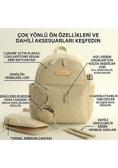 Anne Bebek Bakım Sırt Çantası Bej