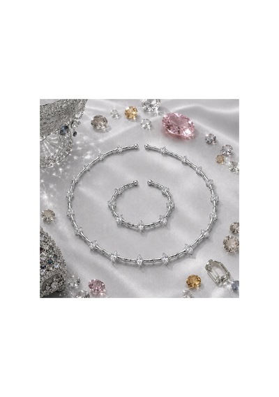 Éclat Collection Markiz Choker Kolye Bileklik Set Gümüş Gümüş