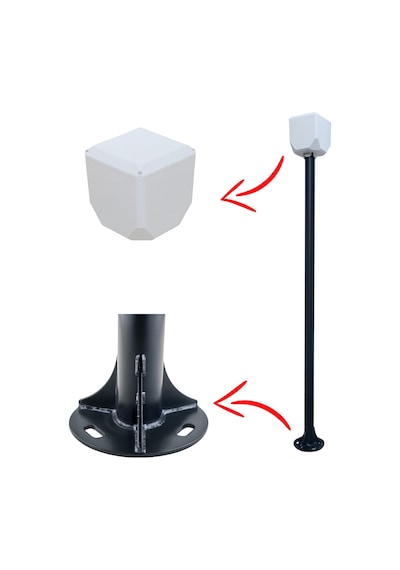 Trk-300+154 / 3 Mt Metal Direk + Trk-154 Küp İle Birlikte 7016 Düz Mat Antrasit Fırın Boyalı