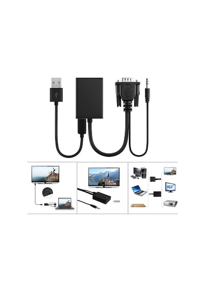 Vga To Hdmi Kablosu Dönüştürücü Converter Görüntü Ve Ses Çevirici (510215137)