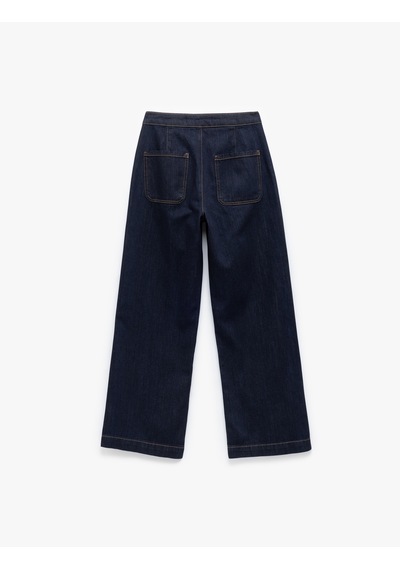 Koton Düğme Detaylı Standart Bel Geniş Paça Jean Pantolon - Wide Leg Jeans Koyu İndigo 5sal40241md Koton Düğme Detaylı Standart Bel Geniş Paça Jean Pantolon - Wide Leg Jeans Koyu İndigo 5sal40241md