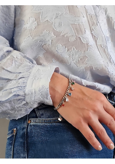 Renkli Baget Gurmet Model Silver Renk Çelik Bileklik Silver