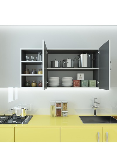 Kenzlife hazır mutfak castus22 gri 060*120*22 mutfak banyo dolabı kapaklı raflı