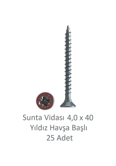 Sunta Vidası, 4,0 X 40 Mm, 25 Adet, Yhb Vida 4 x 40