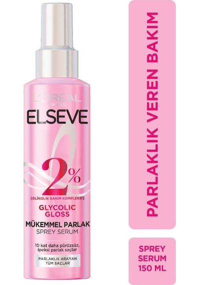 Elseve Glycolic Gloss Parlak Veren Şampuan 300 ML + Saç Bakım Spreyi 150 ML