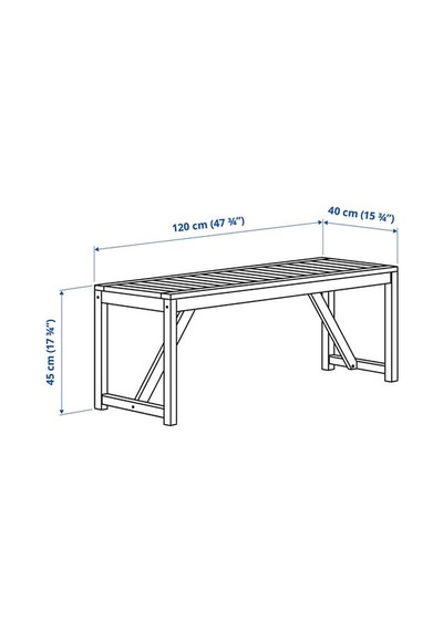 Ikea Nämmarö Bahçe Bankı, Açık Kahverengi, Arkalıksız