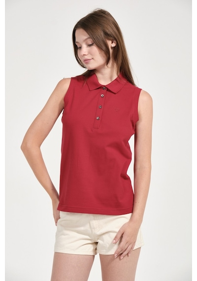 Kadın Regular Fit Kolsuz Polo Kirmizi