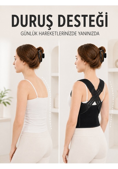 Postür Dik Duruş Korsesi Sırt Destekli Ayarlanabilir Lastikli Bel Korsesi - Lisinya