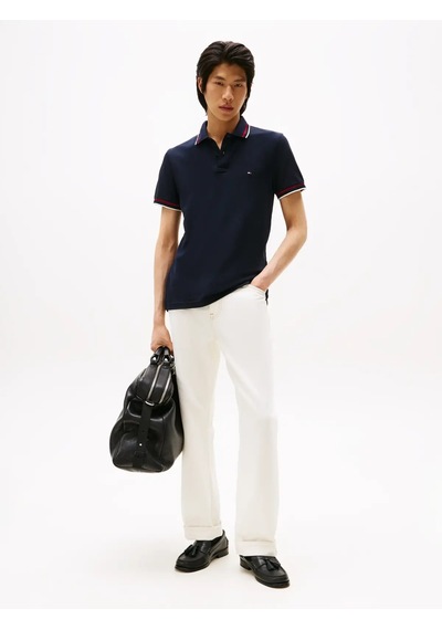 Tommy Hilfiger Cuff Interest Slım F, Dw5 Siyah Erkek Polo Yaka T-shirt
