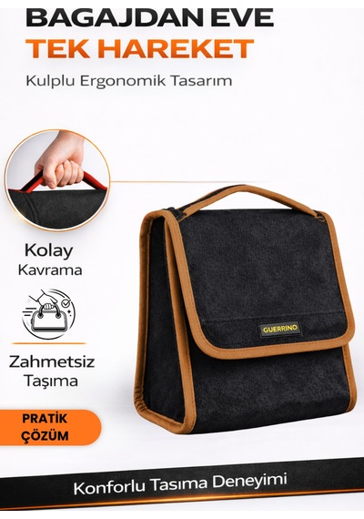 Oto Bagaj Organizer Bagaj Çantası S Boy Kaymaz Cırt Bantlı Velur Kompakt - Siyah Kahverengi