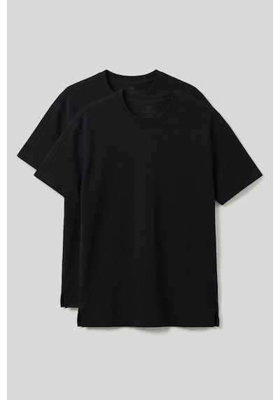 Rahat Form O Yaka 2li Paket Siyah Erkek T-shirt - 88495