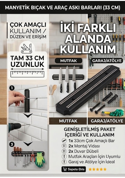 Manyetik-mıknatıslı Bıçak Askısı Bıçak Tutucu Bıçak Organizer / Araç Askı Bar Siyah